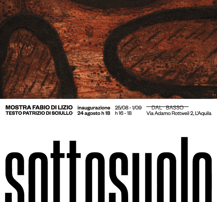 Fabio Di Lizio: Mostra "Sottosuolo" dal 24 agosto al 14 settembre 2024 a L'Aquila, opere calcografiche sperimentali su matrice di alluminio.