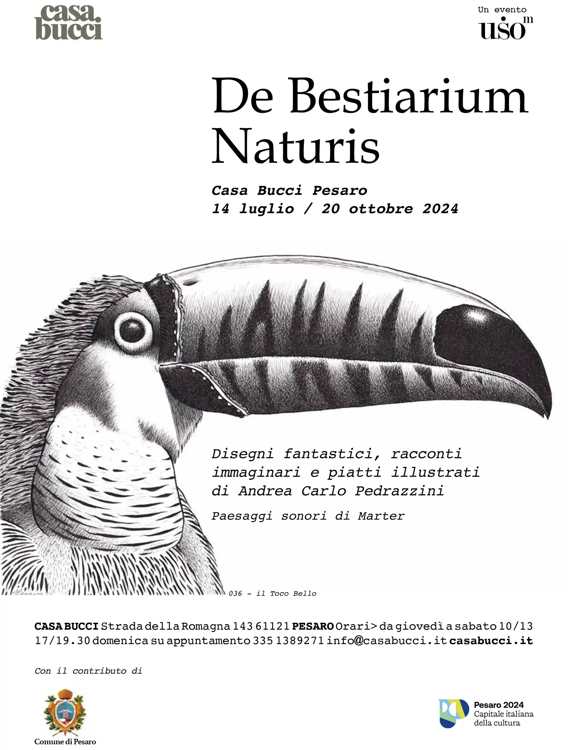 De Bestiarium Naturis: dal 14 luglio al 20 ottobre 2024, scopri la mostra di Andrea Carlo Pedrazzini a Casa Bucci, Pesaro.